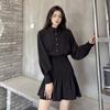 Korean Black Shirt Dress Kpop Fashion Bodycon Wrap Slim Sheath Dresses Designer Long Sleeve Outfits Autumn Streetwear