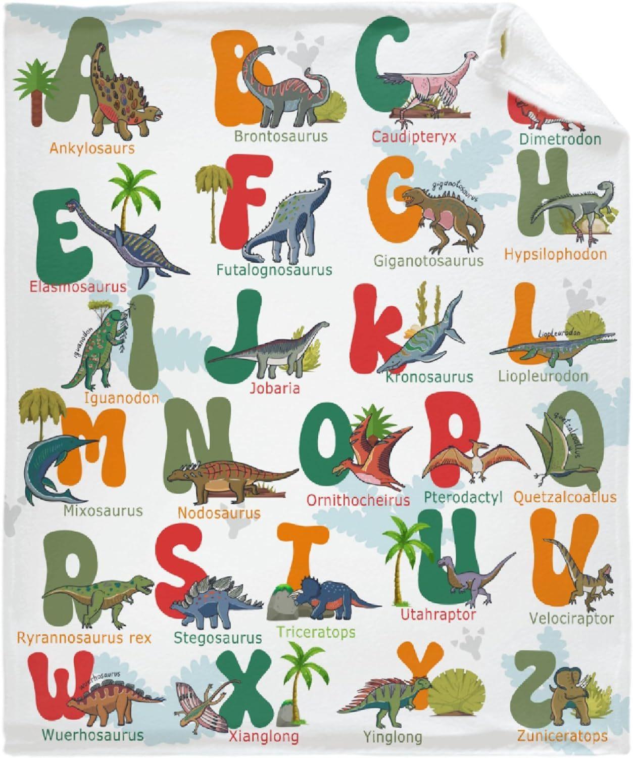 

Cartoon dinosaur letters Printed Blanket for Sofa Travel Camping Living Room Office Conditioning Blanket for All Seasons Gifts 75x90cm