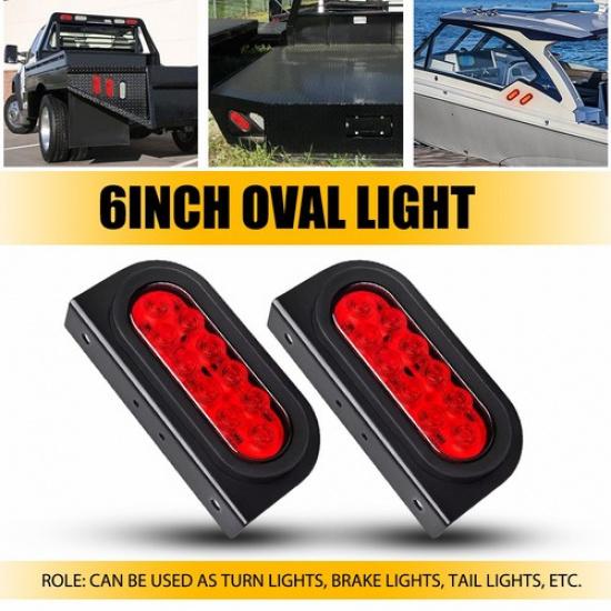 6-дюймовый красный овальный фонарь с монтажным кронштейном, 2 шт., водонепроницаемый фонарь для прицепа EOA