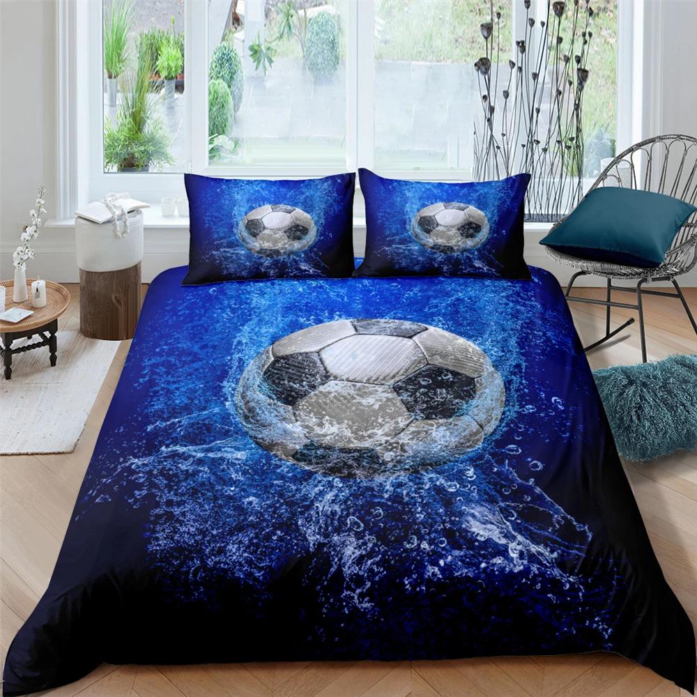 Basketball Football Printed Duvet Cover Set Queen King Size Polyester Comforter Cover Sport Bedding Set For Boys Girls Teen