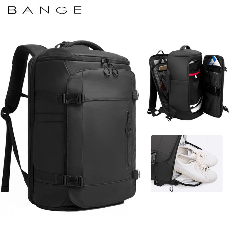 BANGE Men's High-Capacity Outdoor Travel Backpack with Shoe Compartment and Laptop Sleeve