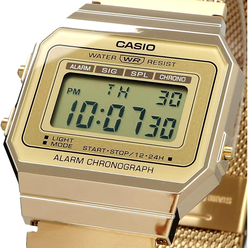 Casio A700WMG-9A Digital Watch Gold Mesh Band Unisex Kids Date Display