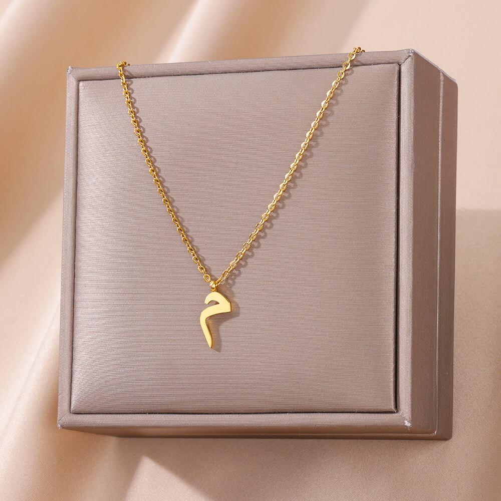 

Arabic Alphabet Necklace For Women Fashion Simple Stainless Steel Letter Name Choker Necklace Lucky Amulet Muslim Female Jewelry 45cm