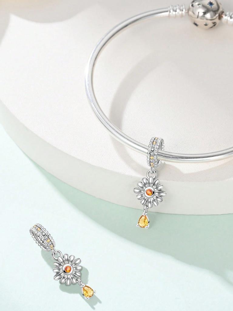 Charms Plata Daisy Cactus Flower Beads Charm Copper Plated Fit Charms Copperoriginal Bracelet For Jewelry Making Diy Charm