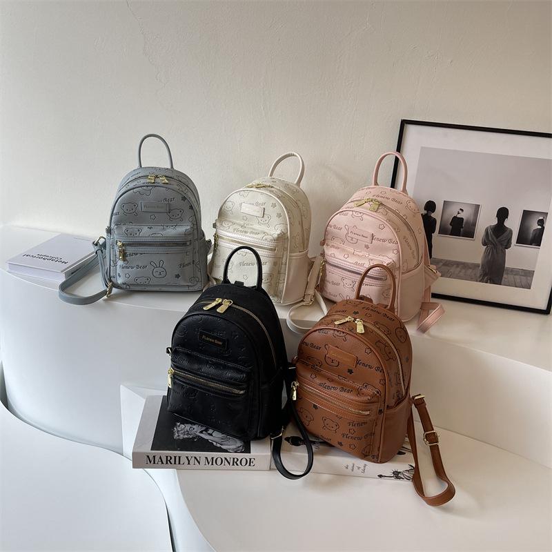 2025 New Women's Backpack Cute Bear Casual Fashion Versatile Backpack Large Capacity Temperament Campus Bag