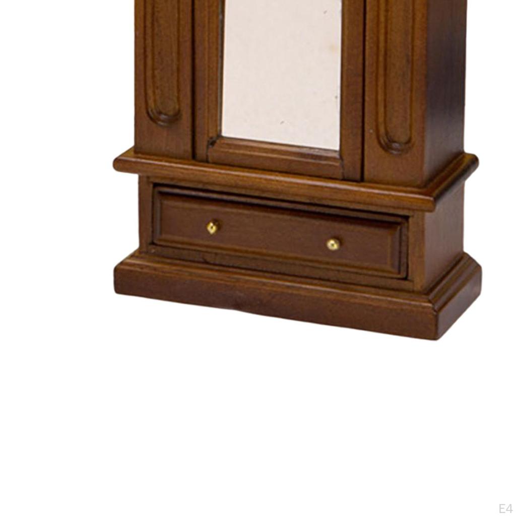 1/12 Dollhouse Cabinet with Mirror,Drawer Miniature Wooden Furniture Ornaments Professional for