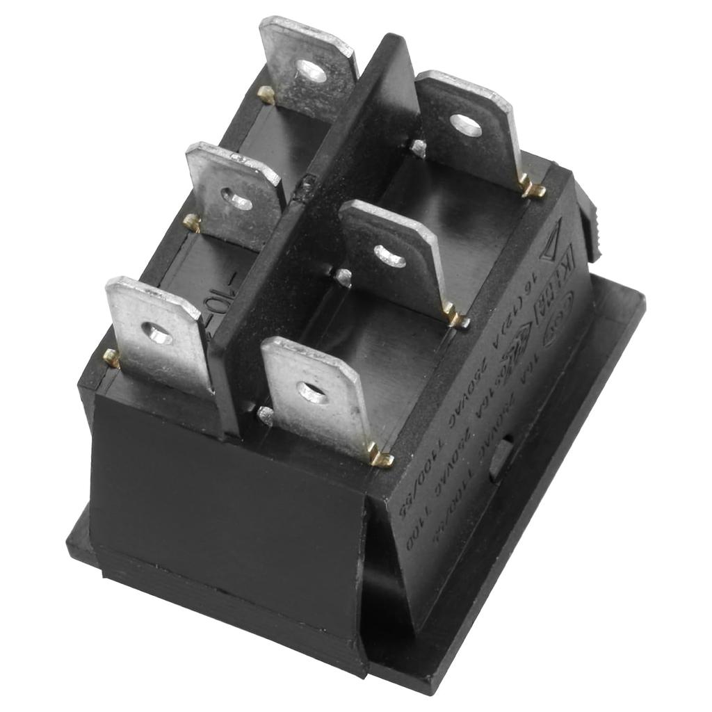 Heschen Rocker Switch ON-Off-ON DPDT 6 Terminals 16A 250VAC Black 2Pack