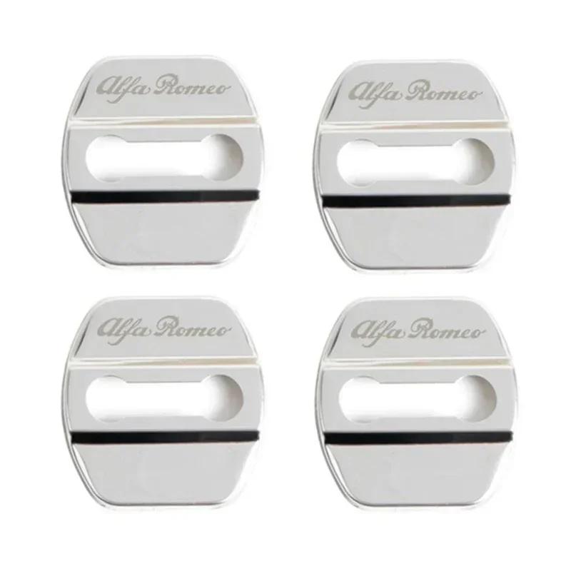 For Alfa Romeo 4Pcs Car Door Lock Protective Cover Sticker for Alfa Romeo Logo Sportiva Giulia Giulietta 159 156 MITO Stelvio 14