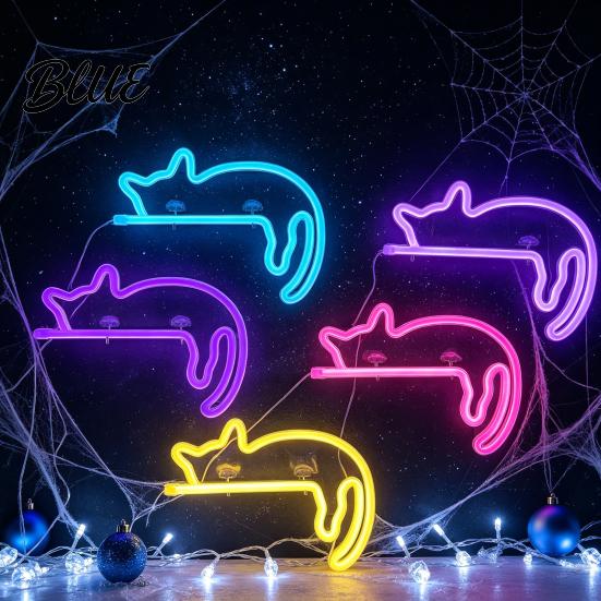 Energy Saving Wall Decor Cat LED Neon Sign Sconce for Bedroom Decor Cute Cartoon Animal Heart Shaped Light Light Decorative Lamp Living Room