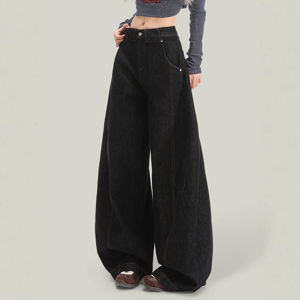American Original Wide-Leg Denim Jeans for Women - Fall 2025: High-Waisted, Pear-Shaped, Slimming, Loose, Floor-Length Pants