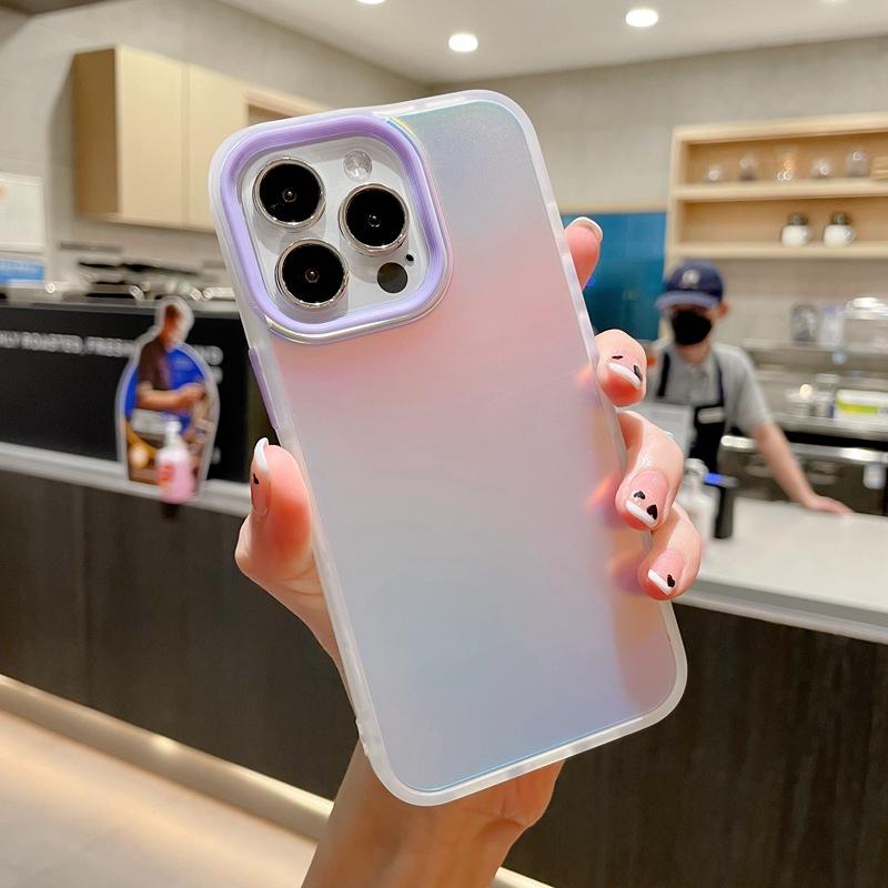 

Лазерный матовый Подходит для чехла для мобильного телефона IPhone 15 Apple 13 Градиентный Защита от отпечатков пальцев 14 с Любовью Противоударный защитный чехол iPhone7/8 фиолетовый