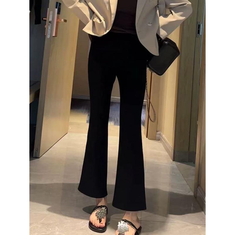 Maternity Black Cropped Elastic High Waist Straight-Leg Pants - Spring 2026 Style L