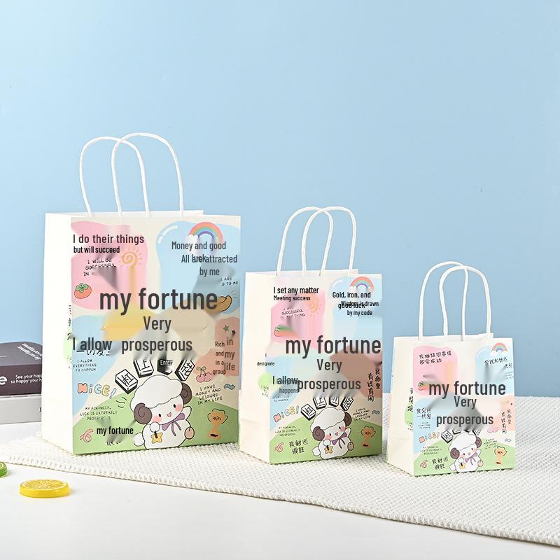 Small Cartoon Kraft Paper Gift Tote for Birthdays and Parties