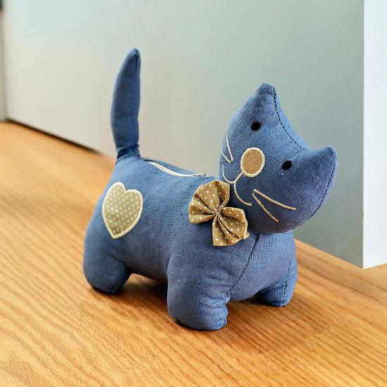 Fabric Cat Decorative Kitten Weighted Interior Door Door Stopper Cartoon Stop Windproof Home Office Floor marrone