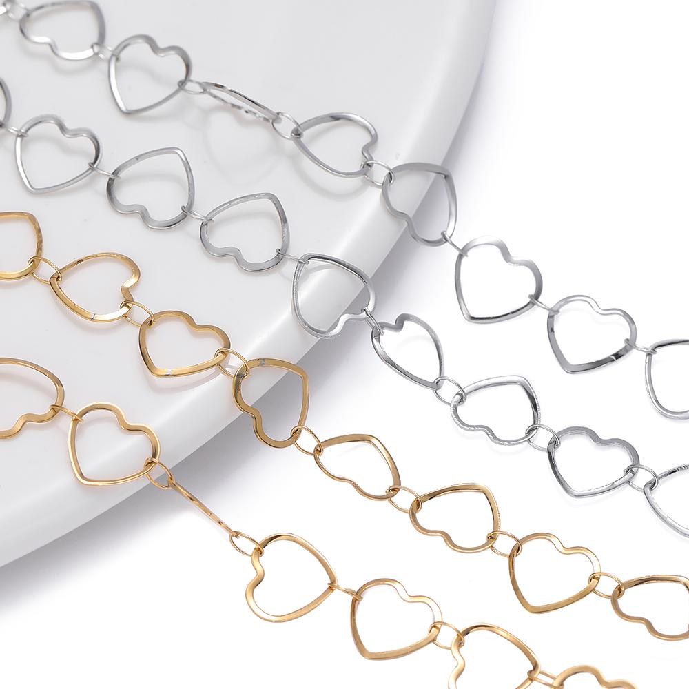 1Meter Stainless Steel Never Fade Hollow Heart Chains Link Handmade DIY Necklace Bracelet Anklets Jewelry Making Supplies