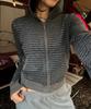 CGP (Women) Striped Knit Zip-Up_Charcoal