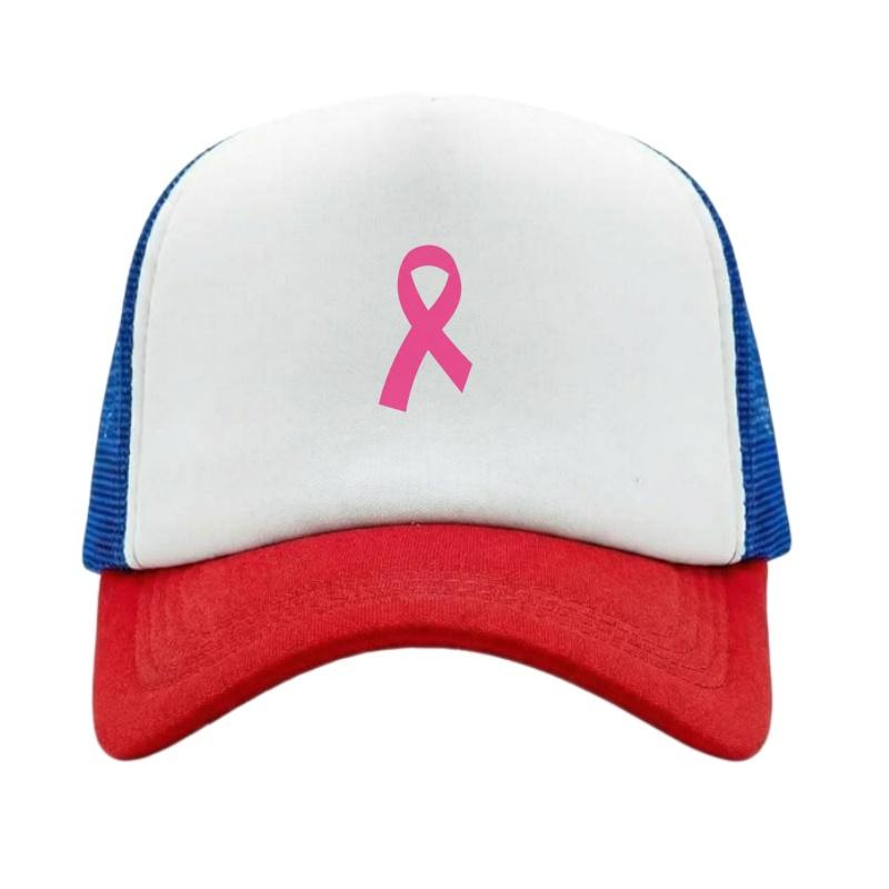 Pink Ribbon Printed Adjustable Baseball Cap Classic Snapback Dad Hat Breathable Mesh Hat Golf Fishing Outdoor Sun Cap