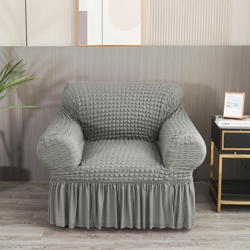 High Elastic Bubble Grid Sofa Cover 1/2/3/4 With Skirt Hem, All Season Universal Pet Anti Dirt Seersucker Sofa Cover