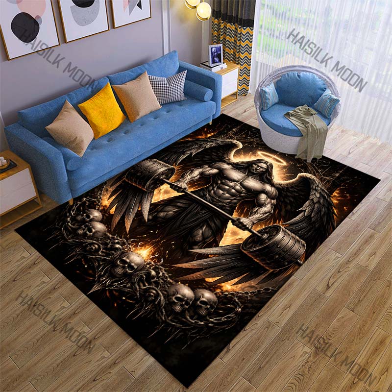 Muscular angel weightlifter Carpet for Living Room Bedroom Sofa Home Decor Rus Non-slip Floor Mat Luxury Gift Multiple sizes
