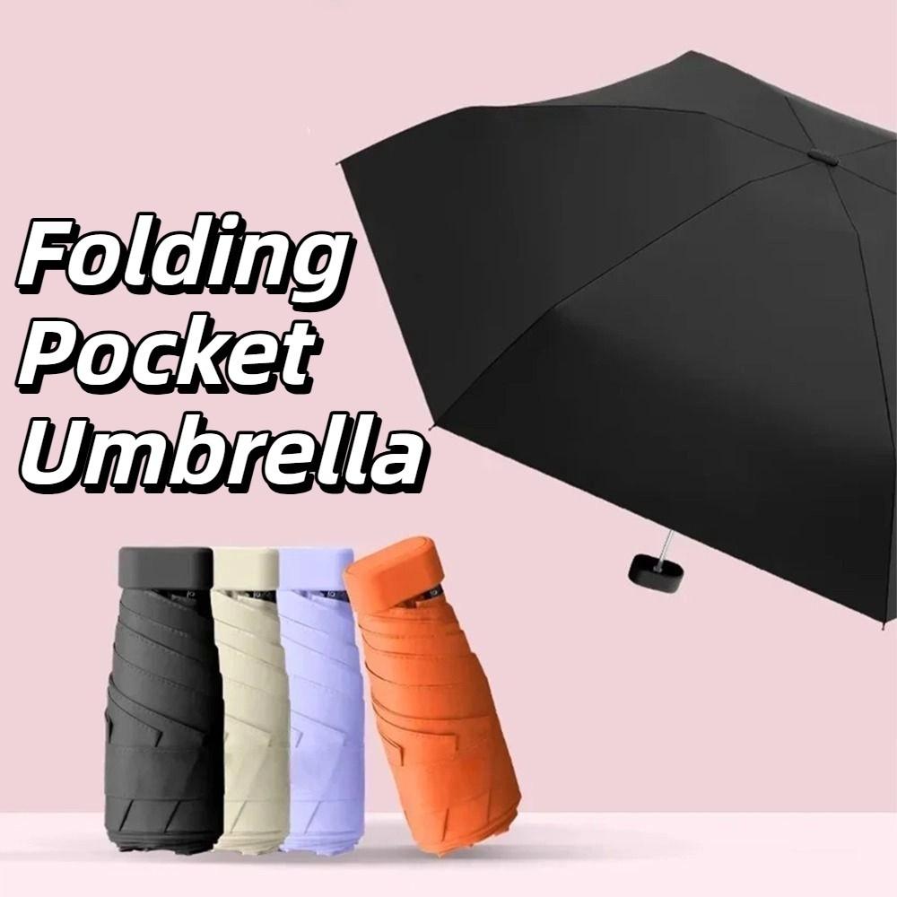 Five Fold Mini Sun Umbrella UV Protection Folding Pocket Umbrella Hand Operated Parasol  Women