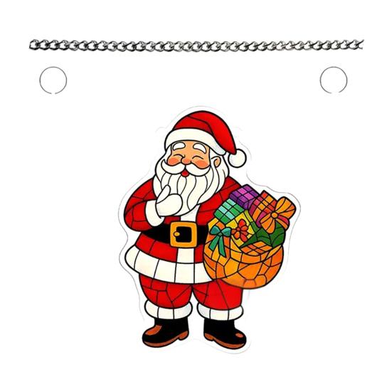 Yousheng Acrylic Suncatcher Christmas Ornaments Stained Glass Effect 2D Flat Train/Christmas Tree/Santa Claus Window Hanging Decoration for Holiday