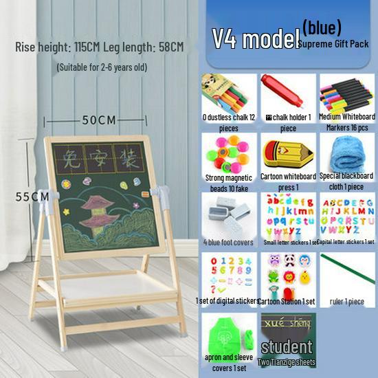 Double-Sided Magnetic Doodle & Writing Easel for Toddlers - Dust-Free Blackboard