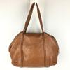FURLA Leather Boston Handbag Brown Women’s Barrel Purse Bag(USED)
