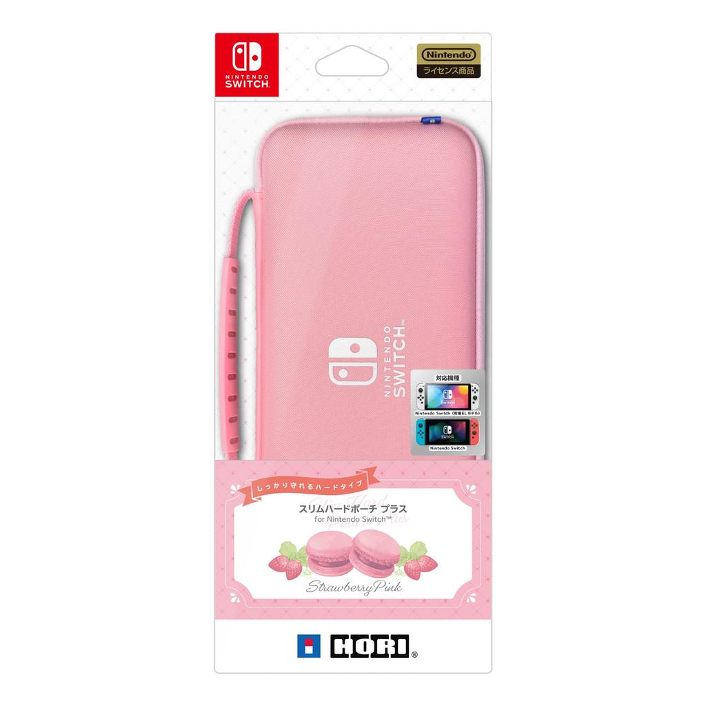 Licensed Slim Hard Pouch Plus for Nintendo Strawberry Pink with both Nintendo Switch OLED model and Nintendo [Nintendo Product] Switch™, [Compatible