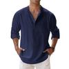 Men's Casual Loose Stand,up Collar Sweatshirt, Men's ,color Long,sleeved Cotton And Linen Shirt Top
