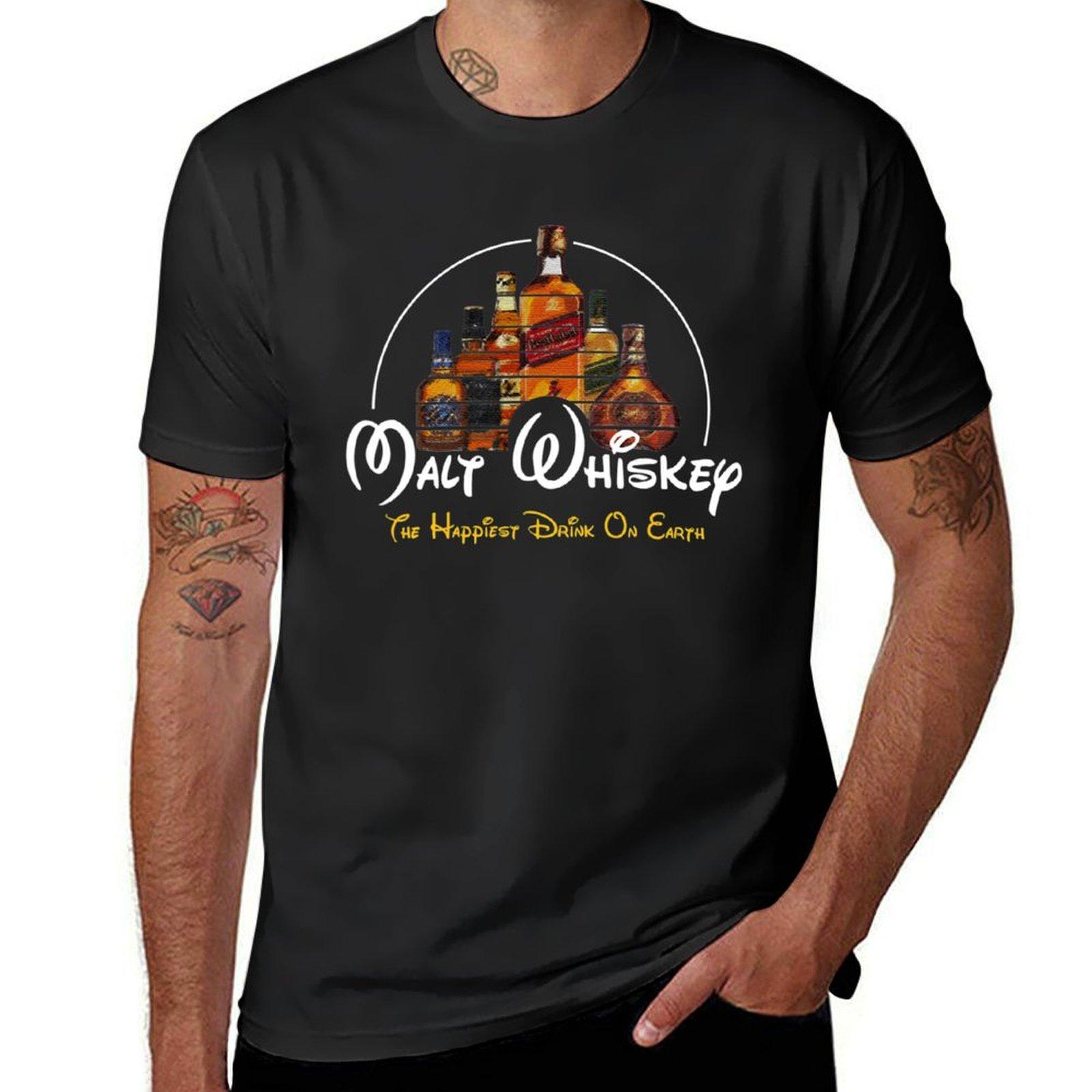Malt Whiskey Shirt, Happiest Drink Funny Pun Parody T-Shirt korean fashion hippie clothes tshirts for men - Men s Summer Cott... S