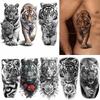 1 Sheet Realistic Fake Tiger Temporary Tattoos Sticker For Men Women Adults Water Transfer Transferable Tattoo Sleeve Waist Arm