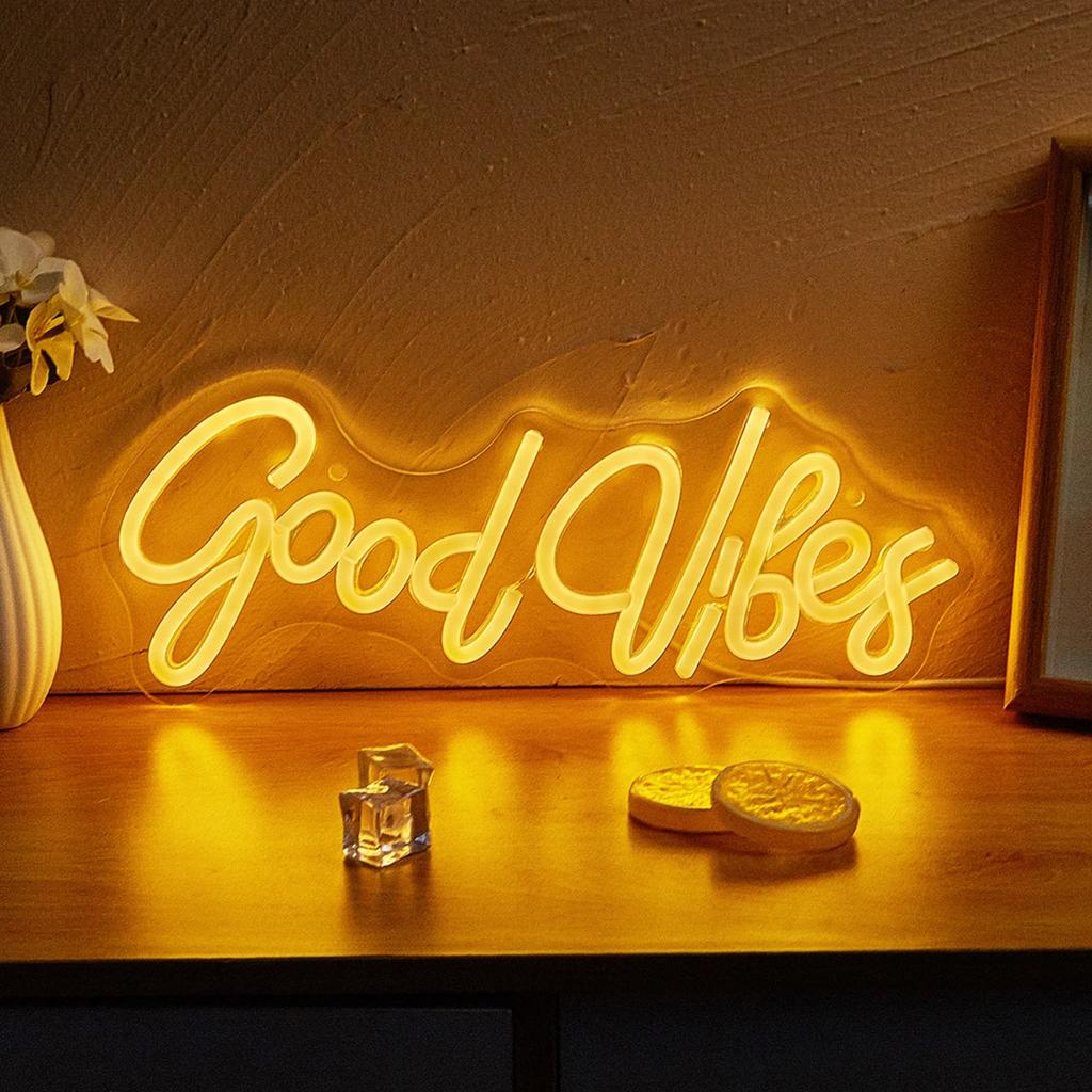 New Chi-buy LED Neon Goodvibes USB Powered Neon Signs Night Light 3D Wall Art & Game Room Bedroom Living Room Decor Lamp Signs