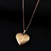 Stainless Steel Plant Pattern Heart-Shaped Photo Frame Necklace with Flat Cross Chain