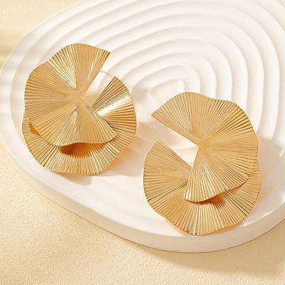 Distorted Fan Design Exaggerated Fashion Big Stud Earrings for Women Europe and American Style Personality Party Ear Zircon