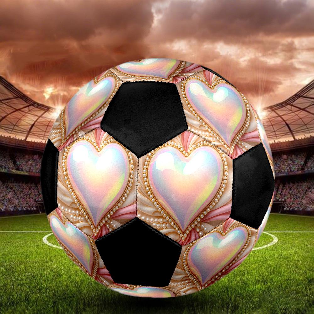 Heart Indoor Soccer Ball Colorful Machine Stitched PVC Size 5 Team Training Competition Ready Durable High-Bounce Cool Sports Gift
