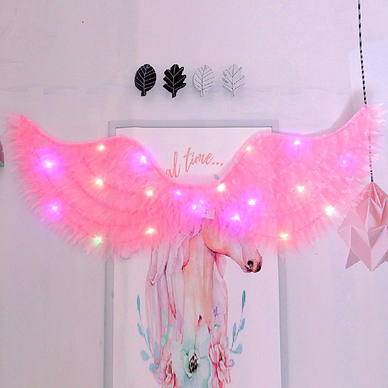 Children's Glowing Angel Wings with Colorful Neon Lights for Mid-Autumn and Halloween Festival Performances
