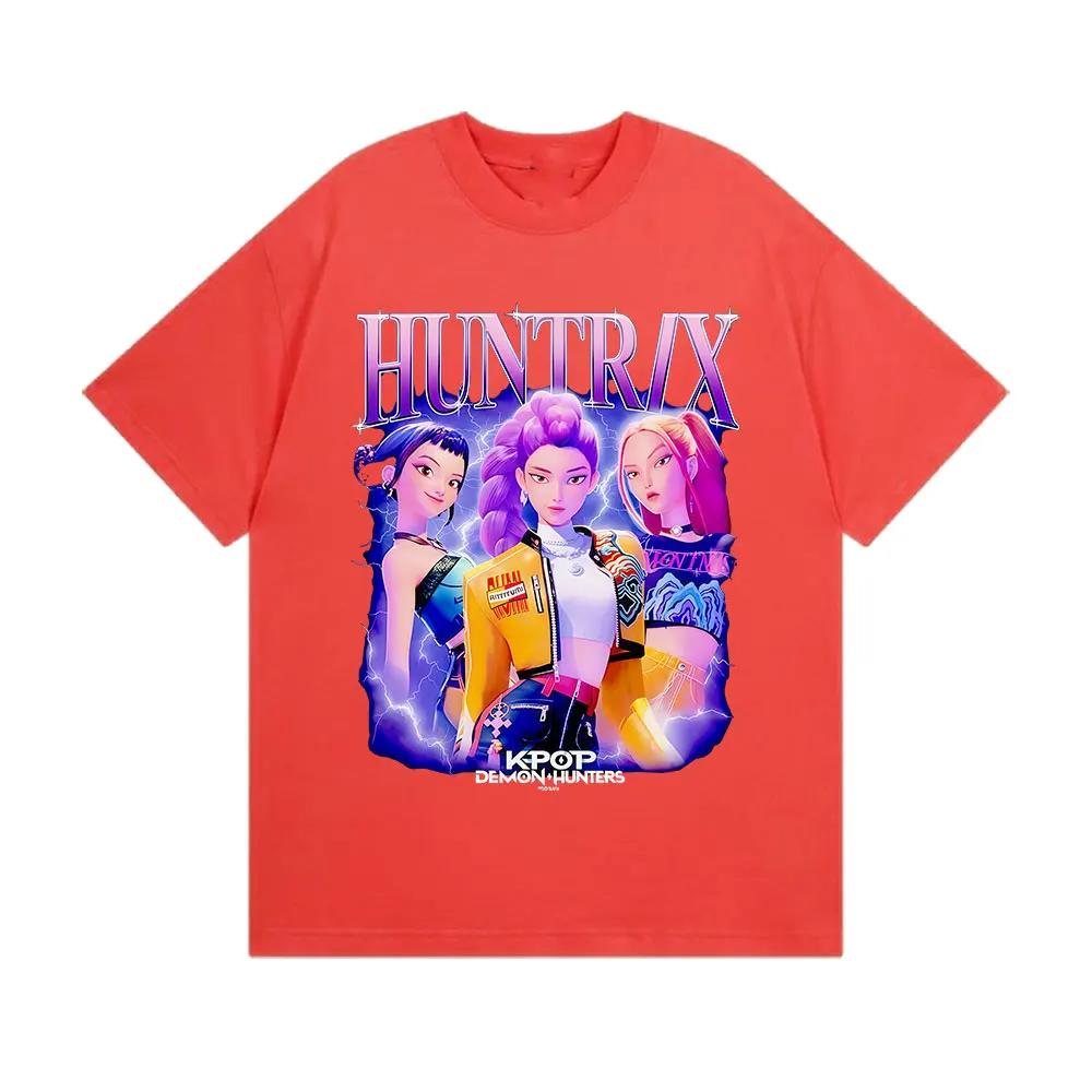 Hot Huntrix Kpop Demon Hunters Movie Graphics Print T-Shirt Men Women High-street Harajuku Fashion Loose Casual Oversized Top Cotton Summer New Tee