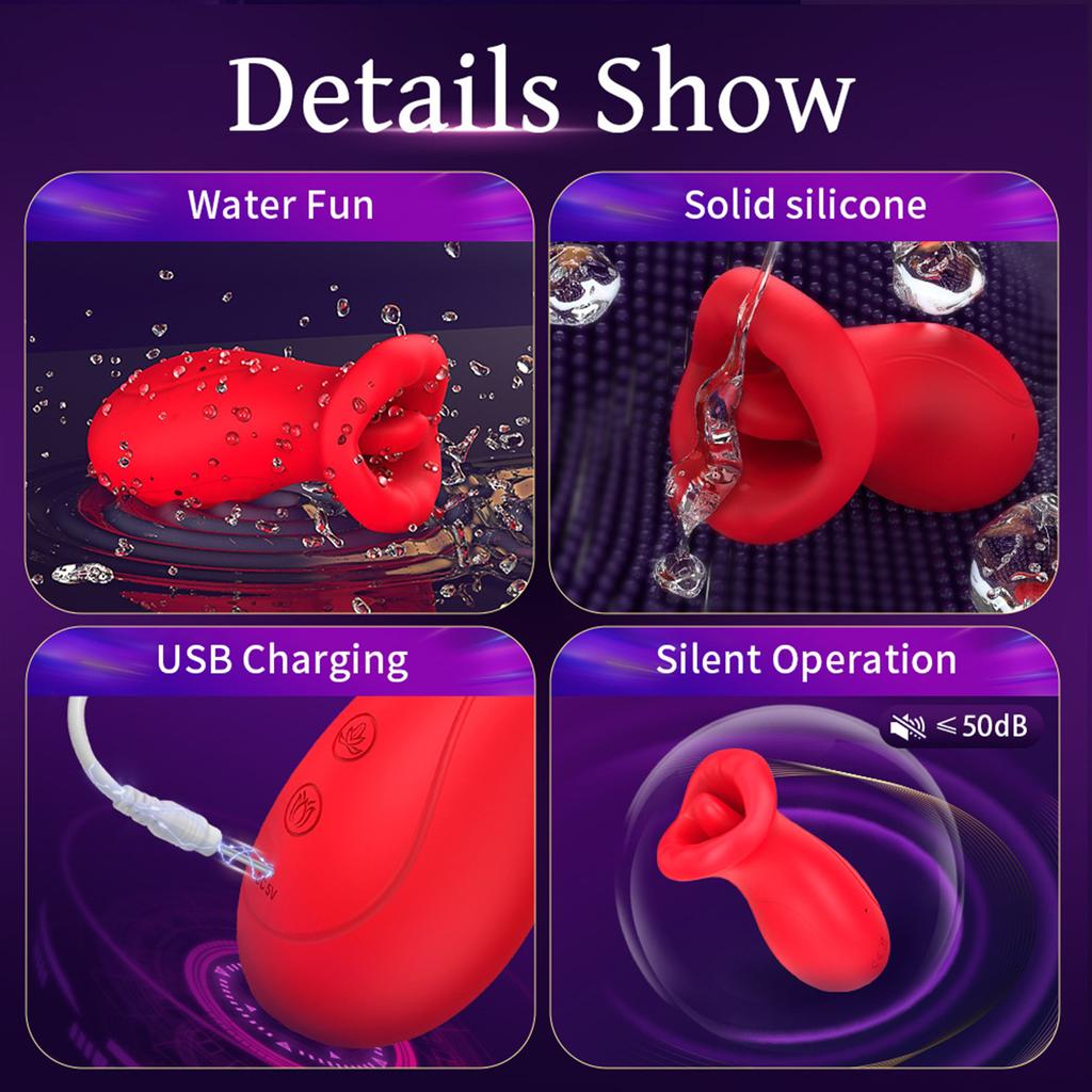 3 IN 1 Mouth Sucking Vibrator G-Spot Vibrator Clitoral Stimulator Couples Tongue Vibrator Vaginal Stimulation Rose Toys Sex Toys