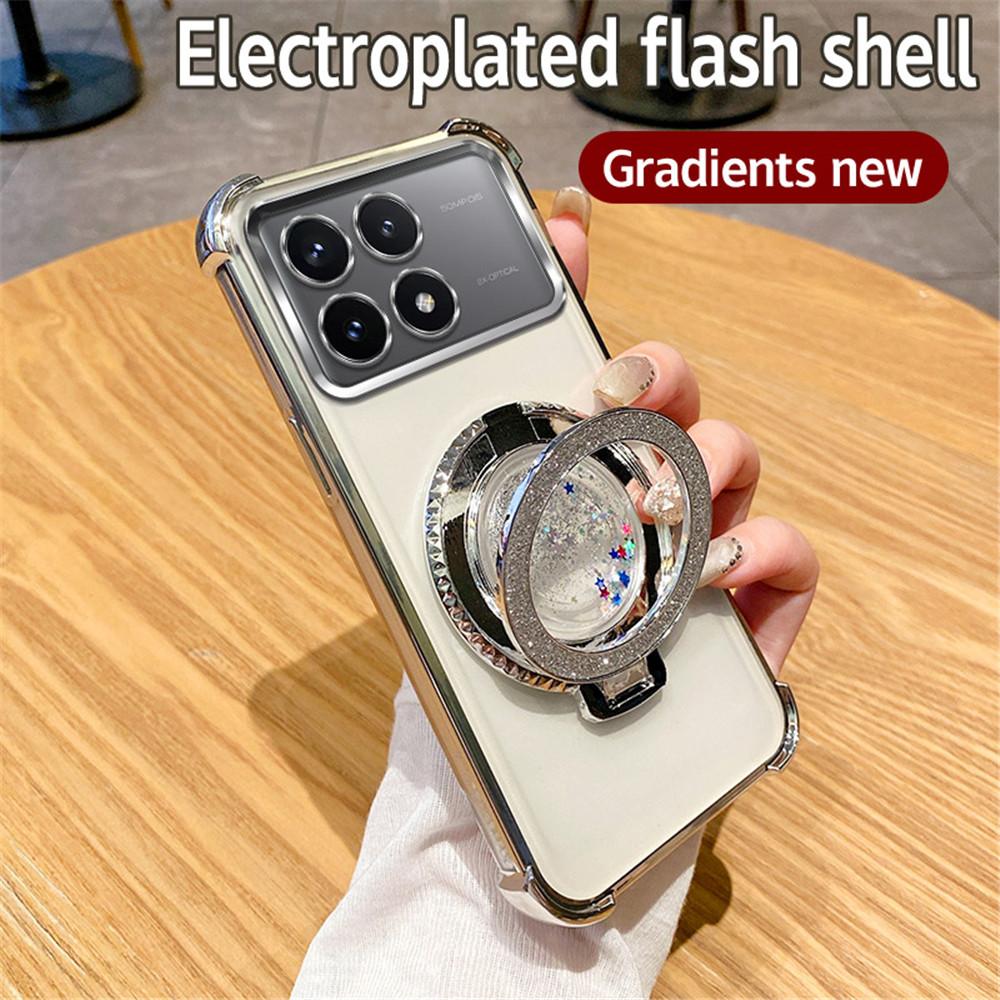 Quicksand Glitter Ring Stand Phone Case For Xiaomi Poco X6 Pro 5G X6 X3 NFC M6 Pro C65 12T 13T Pro Soft Silicon Shockproof Cover