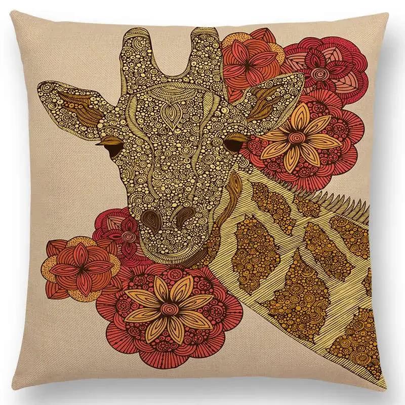 Hinduism Style Cushion Cover Mandalas Floral Animals Flower Deer Elephant Whale Bee Pig Pangolin Squirrel Frog Sofa Pillow Case