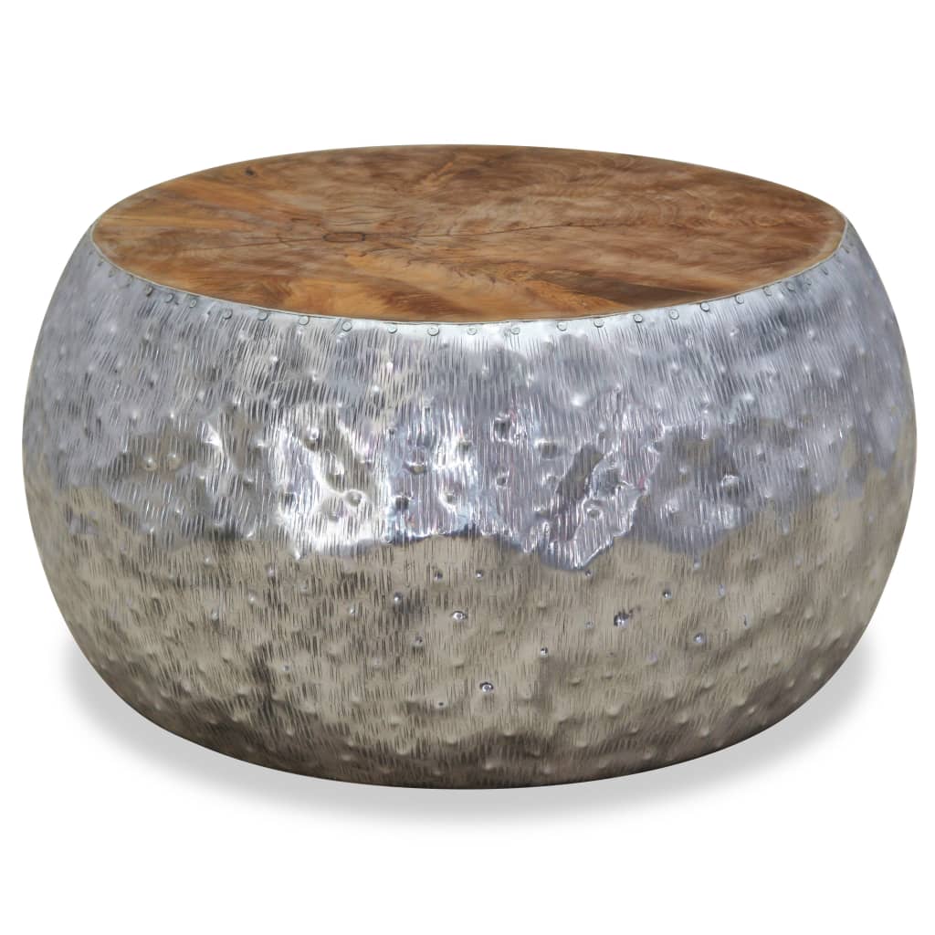 Aluminium und Teak Couchtisch 60 x 60 x 30 cm