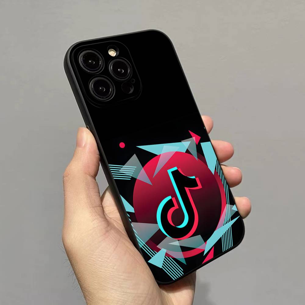 T-TikTok-K For Iphone 17 16 15 11 13 14 Pro Max Plus 12 Mini Black Shell Cover Phone Case