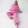 Spring and Autumn Sports Style Casual Women's European and American Hooded Waist Short Top Drawstring Pants Two-piece Set
