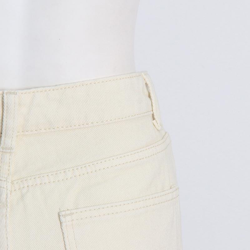 Pantalon en denim droit patchwork taille haute pour femme, effet dégradé – Collection Automne 2025
