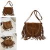 Pu Suede Fringed Saddle Bag With Zipper Closure For Daily Use And Bohemian Style