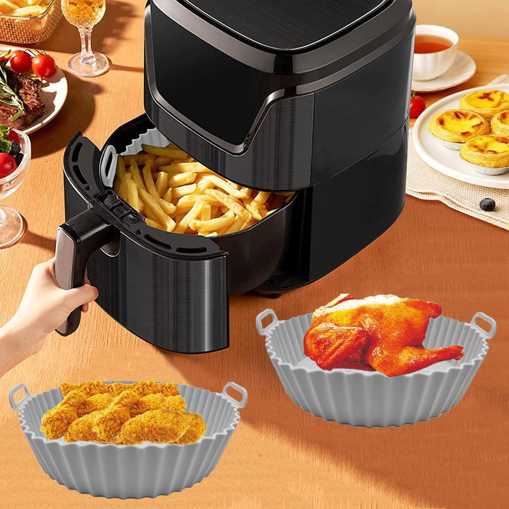 Lifuncren New Tempura Paper Airfryer Liner Pack of 2 Reusable Air Fryer Paper Inner Diameter 17cm with Handle Air Fryer Silicone Pot Heat Resistant