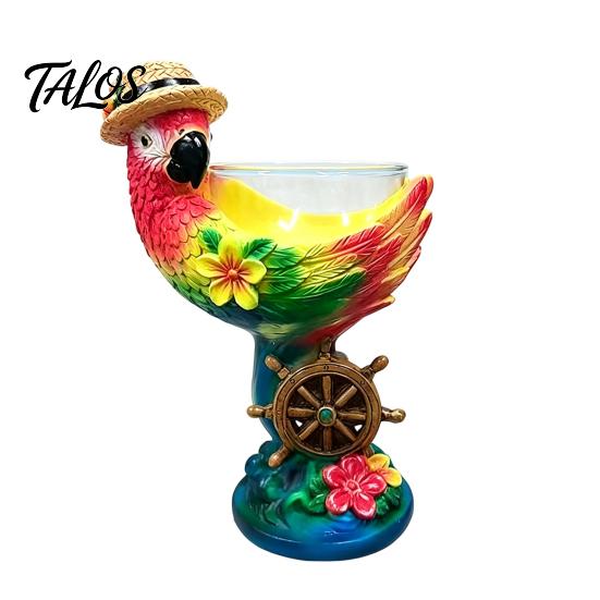 Exquisite Craft Ornaments for Living Room 3D Tropical Ocean Theme Glass Cup, Resin Art Parrot And Personalized Holiday Presents Turtle Design,