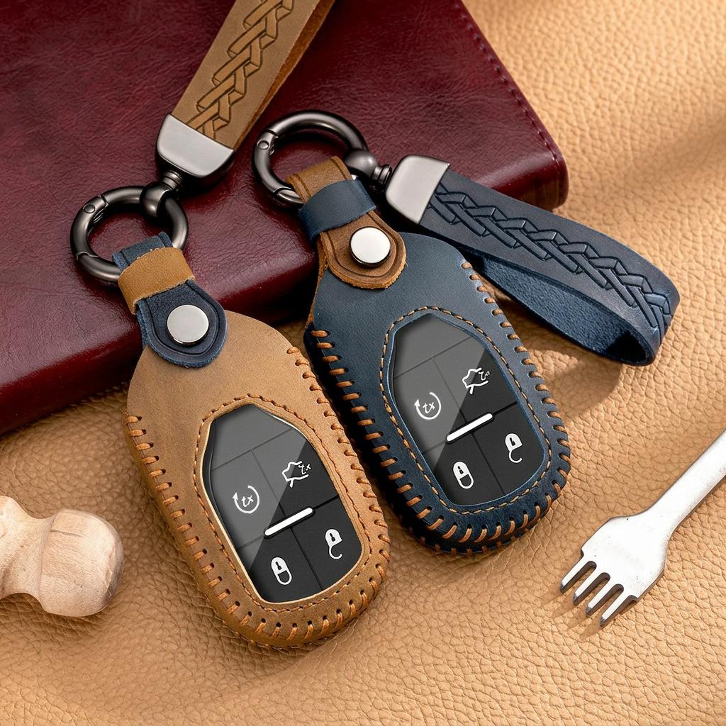 Leather Car Key Fob Cover for Maserati Ghibli Levante Quattroporte GranTurismo MC20 GranCabrio Remote Key Protector Anti-scratch