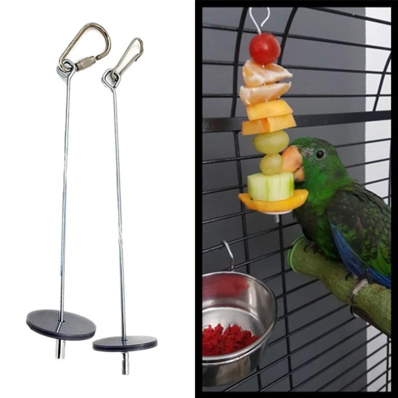 

Bird Toy Skewer Fruit Spear Hanging Holder Pet Parrot Parakeet Meat Feeding Fork Stainless Steel Stick for Vegetable Skewer