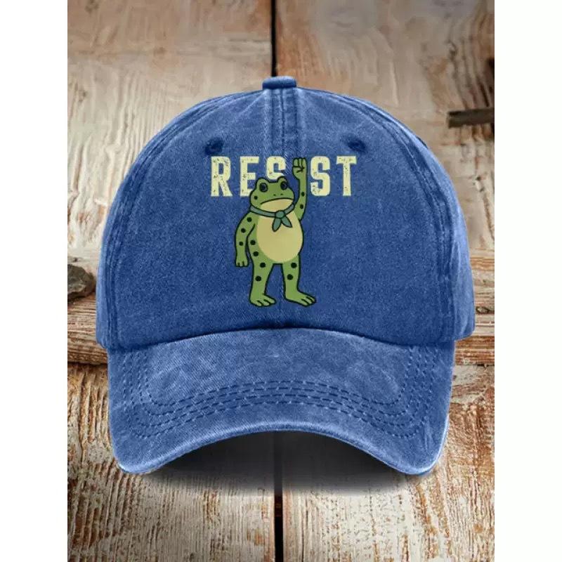 Frog Resists Washed Cotton Hat Men's Old Daddy Hat Vintage Printed Soft Top Baseball Cap